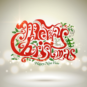 creative Merry Christmas word design over blurred background