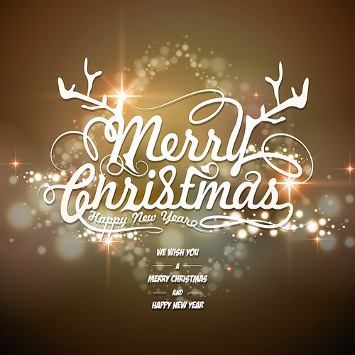 fantastic Merry Christmas card design with blurred background