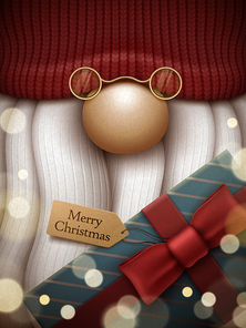 an old man with long white beard, brown beanie and big nose that looks  santa