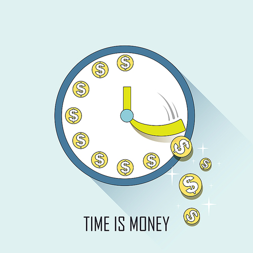time is money concept in thin line style