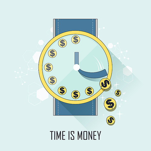 time is money concept in thin line style