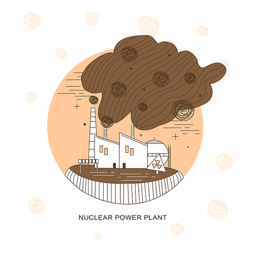 nuclear power plant in thin line style