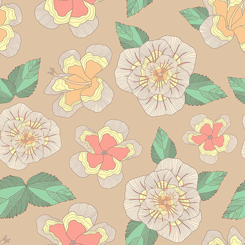 lovely flowers seamless background in retro style