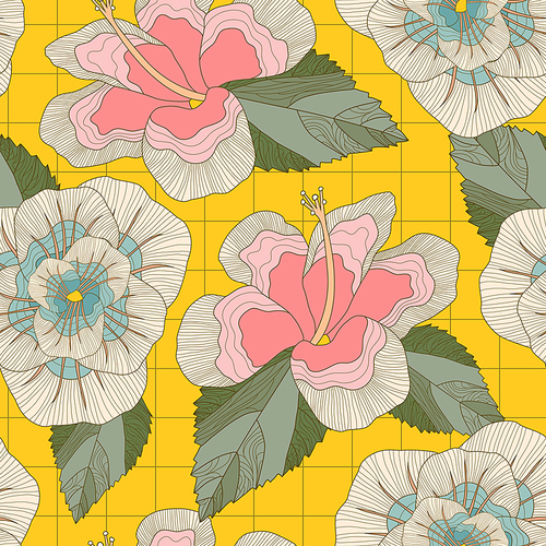 lovely flowers seamless background in retro style