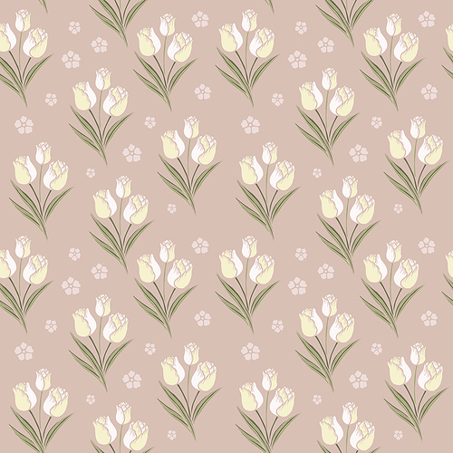 retro tulips seamless pattern background over pink