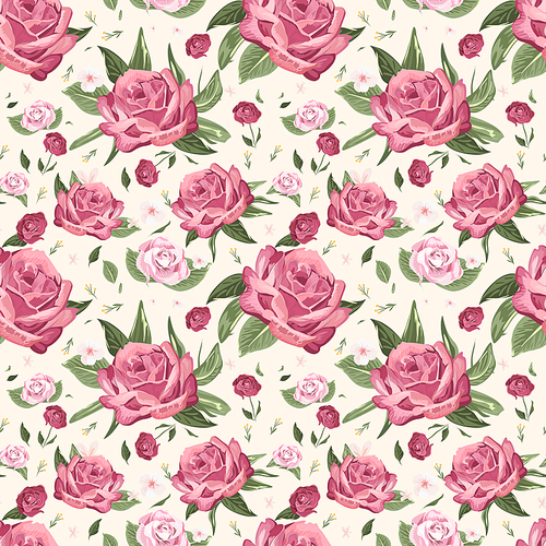 romantic seamless floral pattern background over beige