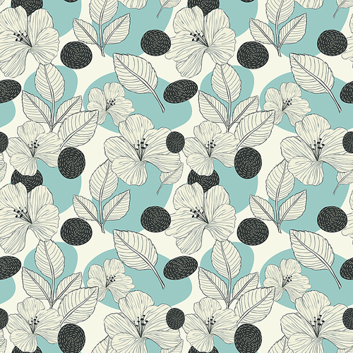 elegant retro seamless pattern background with flowers and leaves