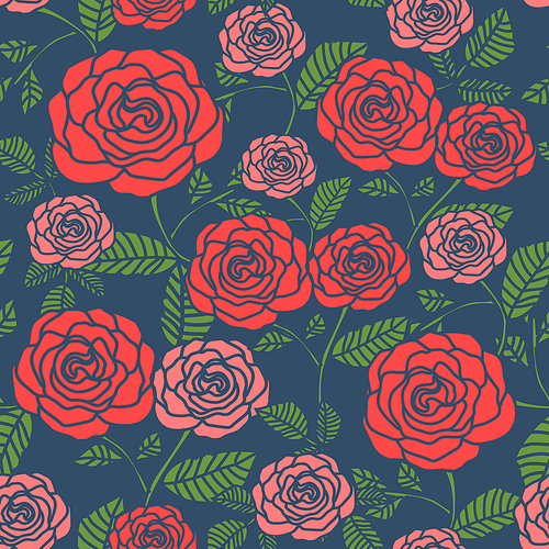 elegant seamless floral pattern with roses over blue