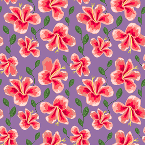 floral texture with stylish seamless hibiscus pattern background