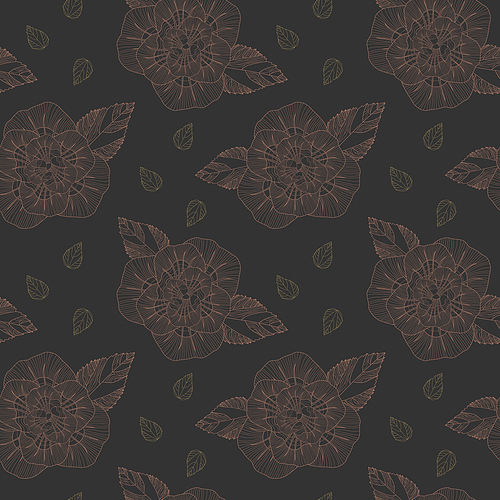 delicate retro floral seamless pattern background over black