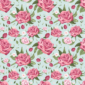 romantic seamless floral pattern background over blue