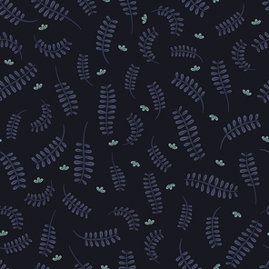 seamless pattern with stylish fern leaves over dark background
