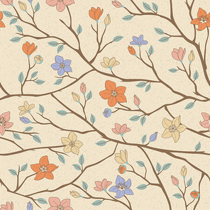 elegant spring vintage seamless pattern over beige background