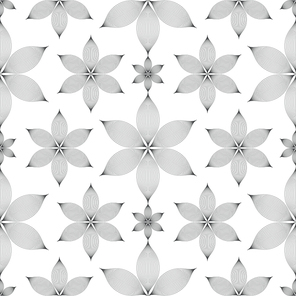elegant linear floral seamless pattern over white background
