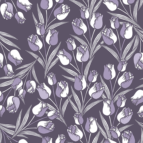 graceful tulip seamless pattern over purple background