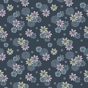 elegant floral seamless pattern over blue background