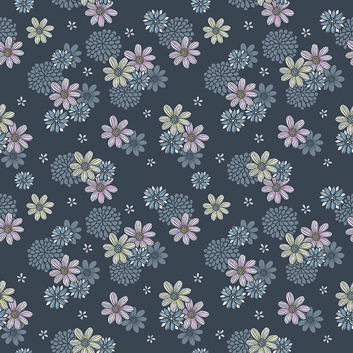 elegant floral seamless pattern over blue background