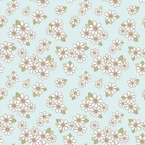 adorable flower seamless pattern over blue background