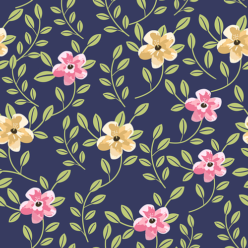 lovely floral seamless pattern over blue background