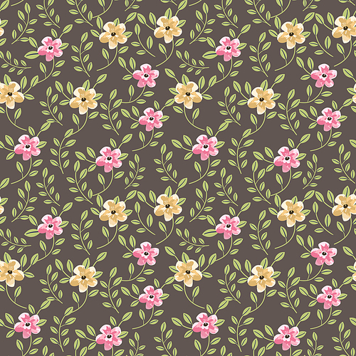 lovely floral seamless pattern over brown background