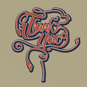 retro thank you calligraphy design with halftone effects