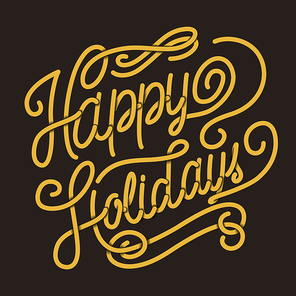 Happy holidays calligraphy design over black background