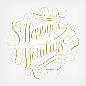 elegant Happy holidays calligraphy design over white background