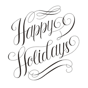 elegant Happy holidays calligraphy design over white background