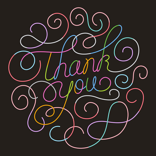 modern neon Thank you calligraphy design over black background