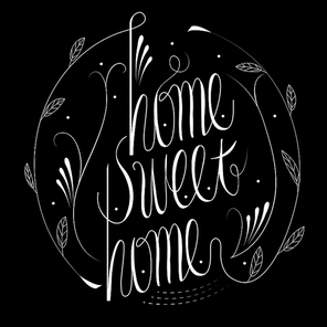 attractive home sweet home calligraphy design over black background