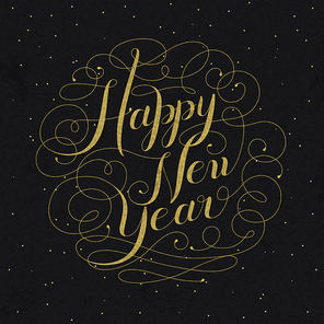 elegant Happy New Year calligraphy design in golden color