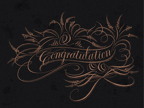 graceful Congratulation calligraphy design in golden color