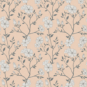 seamless retro floral pattern over pink background