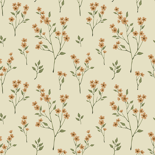 retro seamless floral pattern over beige background