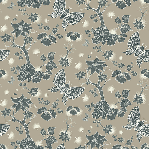 retro seamless floral pattern with butterflies and dandelions