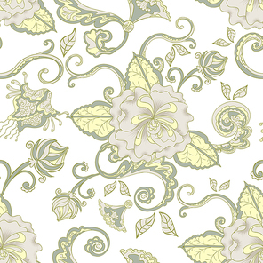vintage elegant floral pattern seamless background over white