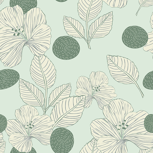 elegant retro seamless pattern background with flowers and leaves