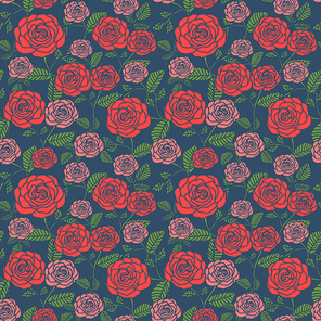 elegant seamless floral pattern with roses over blue