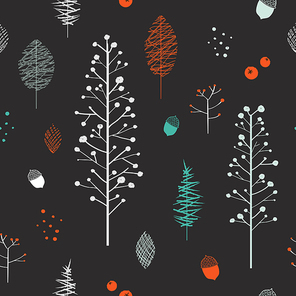 adorable plant seamless pattern over black background