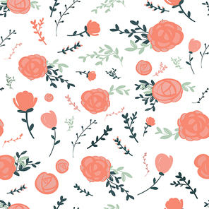 graceful seamless floral pattern over white background