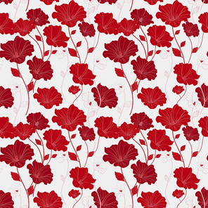 graceful red seamless floral pattern over white background