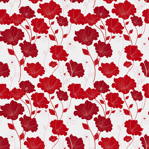 graceful red seamless floral pattern over white background