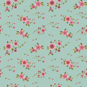 graceful seamless floral pattern over blue background