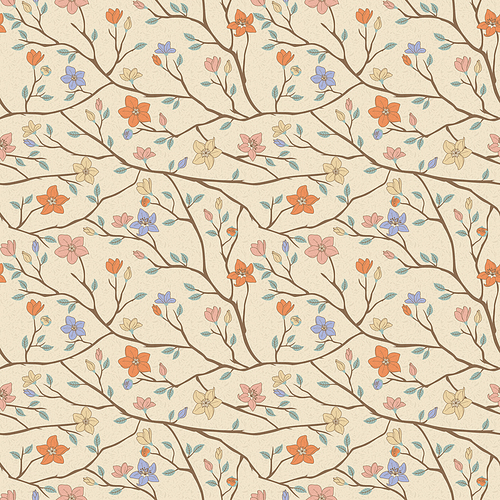 elegant spring vintage seamless pattern over beige background