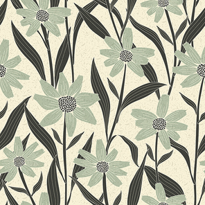 graceful vintage seamless floral pattern over beige background
