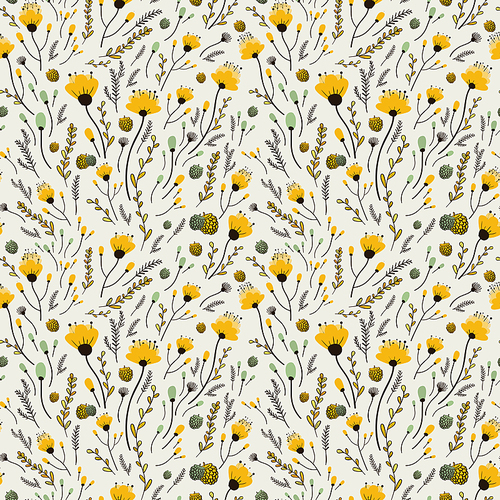 lovely yellow flower seamless pattern over beige background