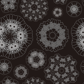 elegant geometric floral seamless pattern over black background