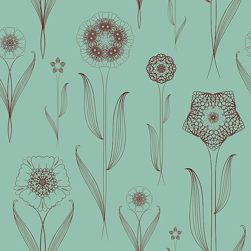 delicate seamless floral pattern background over blue