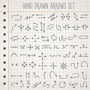 hand drawn style arrows set isolated on note paper