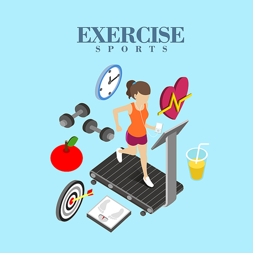 flat 3d isometric design of exercise concept